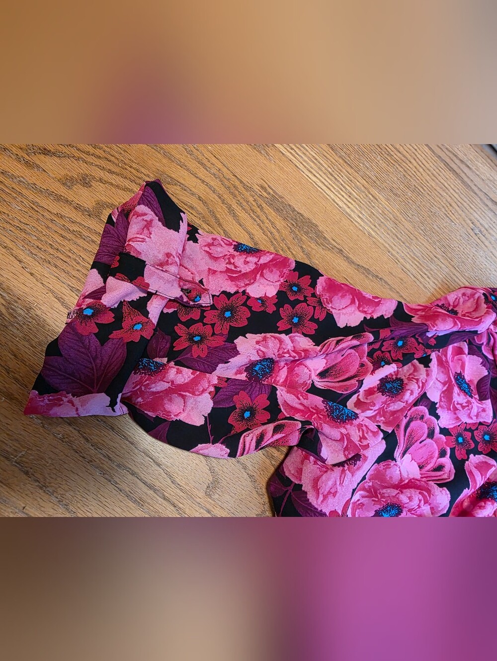 Worthington Pink Black Floral Roll Tab Sleeve Blouse 3X - Picture 11 of 16